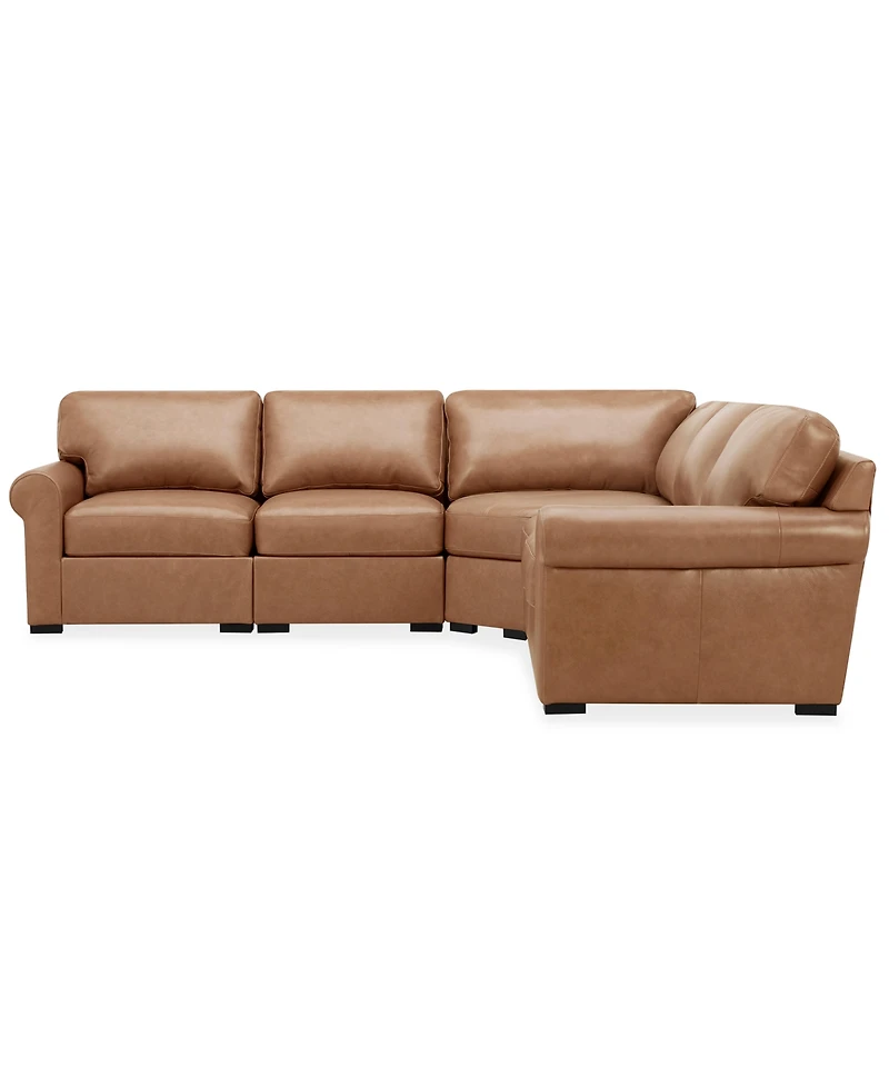 Radley Roll Arm 117" -Pc. Leather Wedge Corner L Sectional