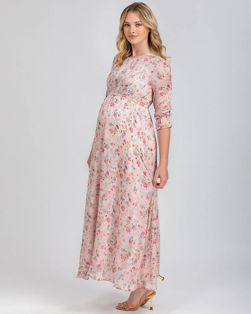 Pietro Brunelli Maternity Maternity Floral Print Sheer Sleeve Occasion Chiffon Maxi Jasmine Dress