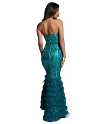 Bebe Women's Sequin Feather Gown