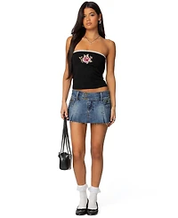 Edikted Women's Enora Embroidered Rose Tube Top