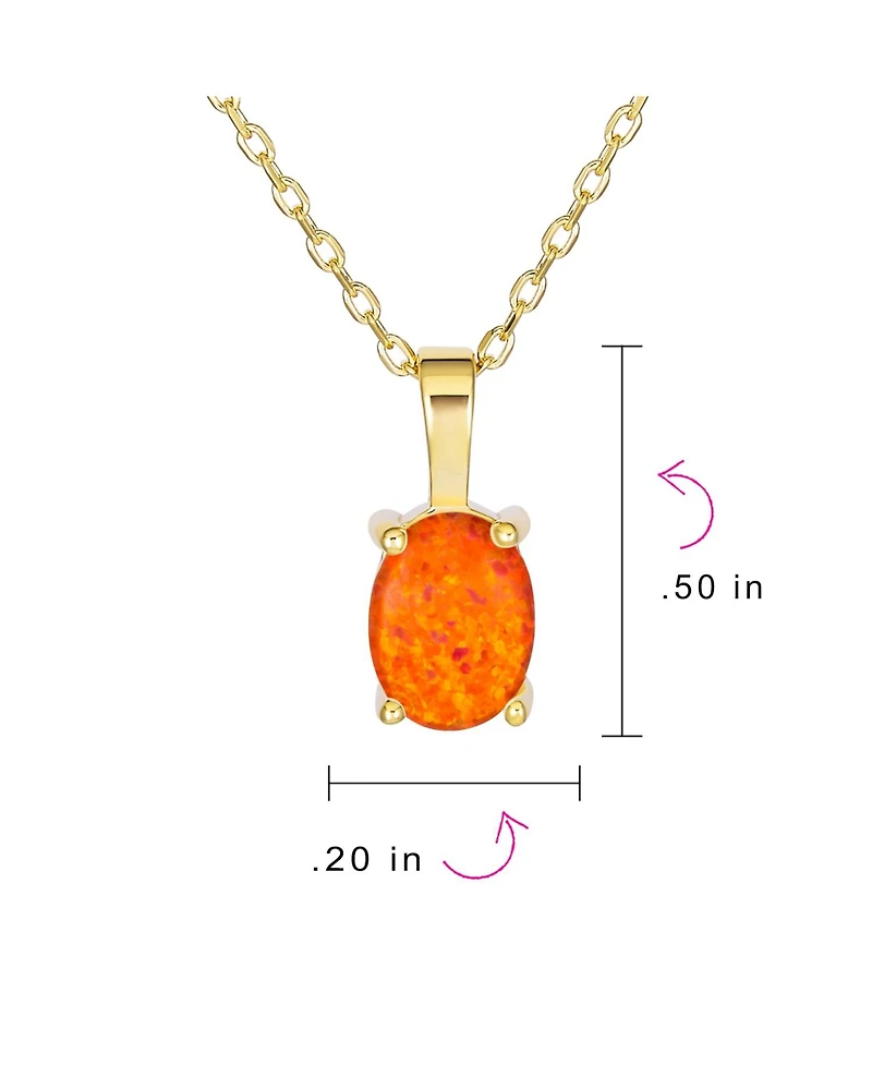 Bling Jewelry Oval Created Opal Solitaire Pendant Necklace in Rose Gold Sterling Silver