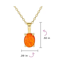 Bling Jewelry Oval Created Opal Solitaire Pendant Necklace in Rose Gold Sterling Silver