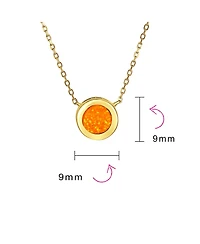 Bling Jewelry Classic Round 1CT Solitaire Bezel Set Blue White Fire Orange Created Opal Pendant Station Necklace Gold Plated.925 Sterling Silver
