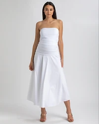 Pietro Brunelli Maternity Maternity Strapless Side Ruching Poplin and Jersey Coco Dress