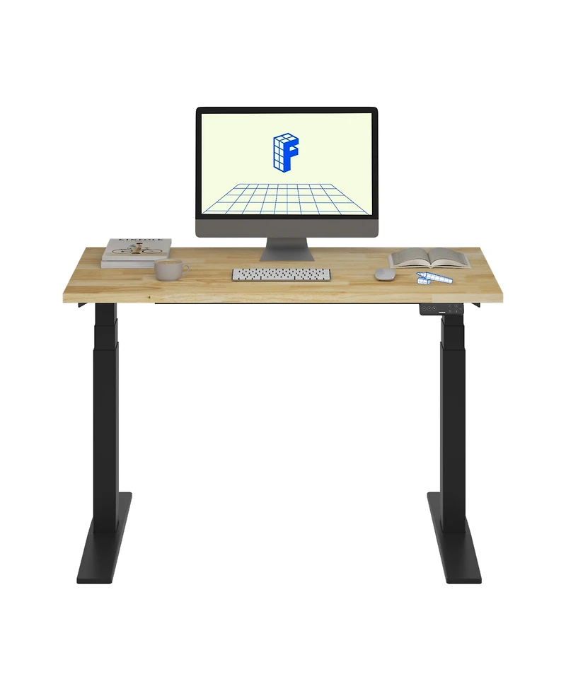 Flexispot E7-commercial 48 W Electric Adjustable Standing Desk, Rubber Wood Top, Black Base