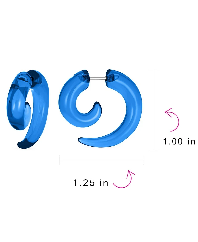 Bling Jewelry Round Swirl Spiral Tribal Fake Faux Ear Plug Taper Earrings Acrylic Resin Steel