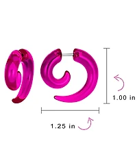 Bling Jewelry Round Swirl Spiral Tribal Fake Faux Ear Plug Taper Earrings Acrylic Resin Steel