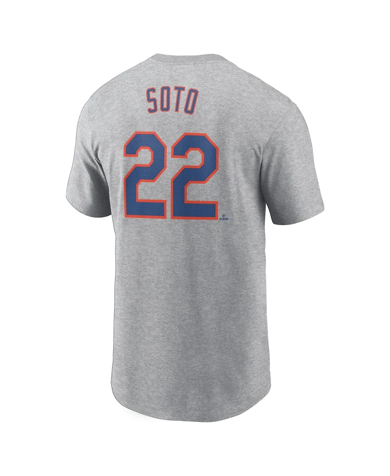 Nike Men's Juan Soto Heather Gray New York Mets Fuse Name Number T-Shirt