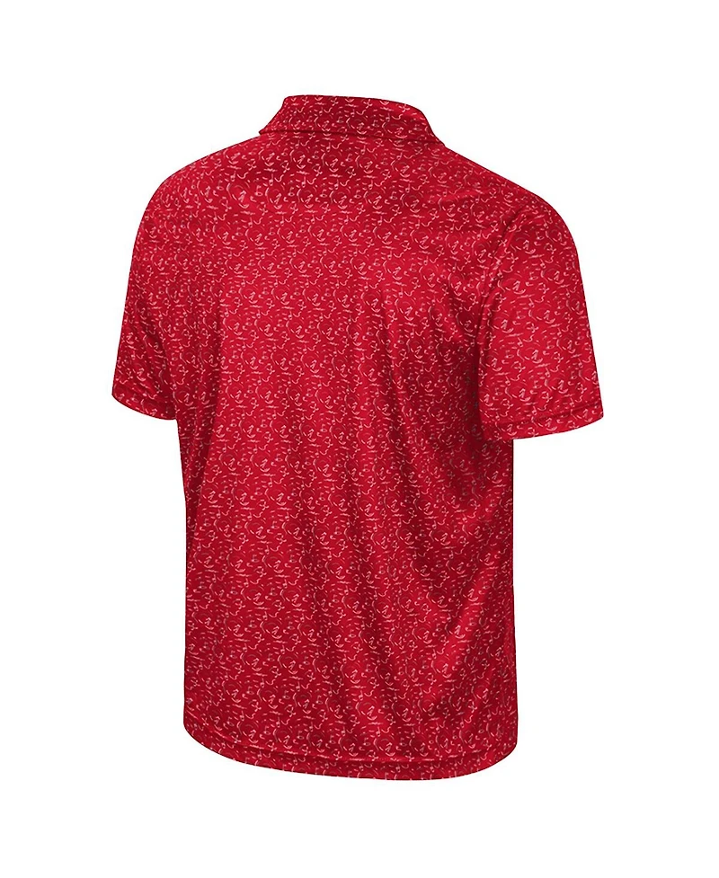 Colosseum Men's Red Wisconsin Badgers Sublimated Golf Polo Shirt