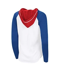 G-iii 4Her by Carl Banks Women's White/Royal New York Rangers Vip Raglan Long Sleeve Hoodie T-Shirt