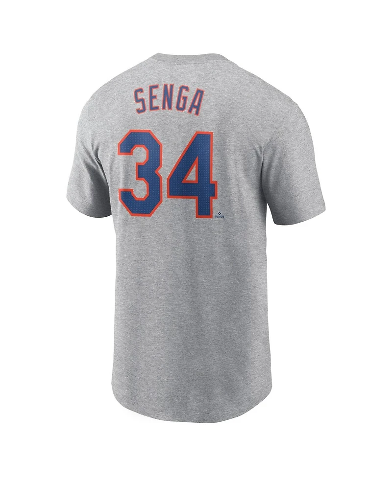Nike Men's Kodai Senga Heather Gray New York Mets Fuse Name Number T-Shirt