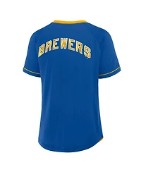 Fanatics Women's Royal Milwaukee Brewers Cooperstown Collection League Diva Raglan V-Neck T-Shirt