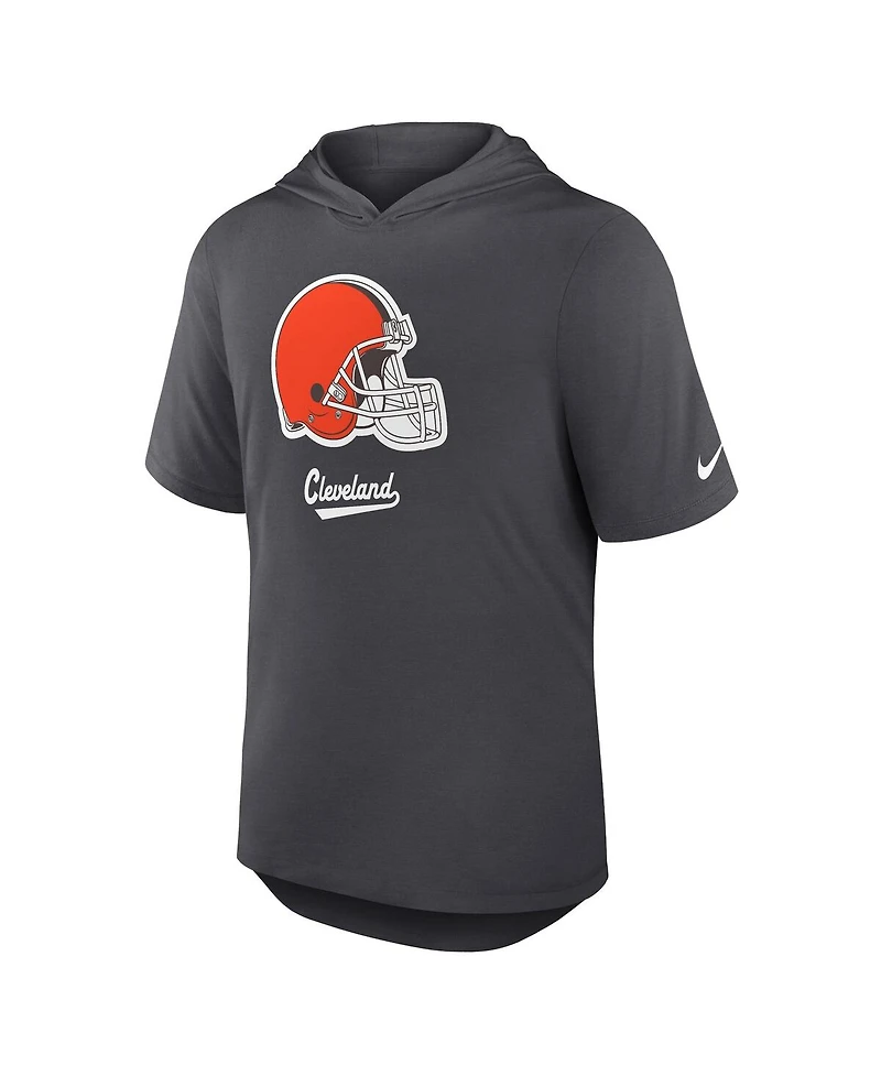 Nike Men's Anthracite Cleveland Browns Tri-Blend Performance Hoodie T-Shirt