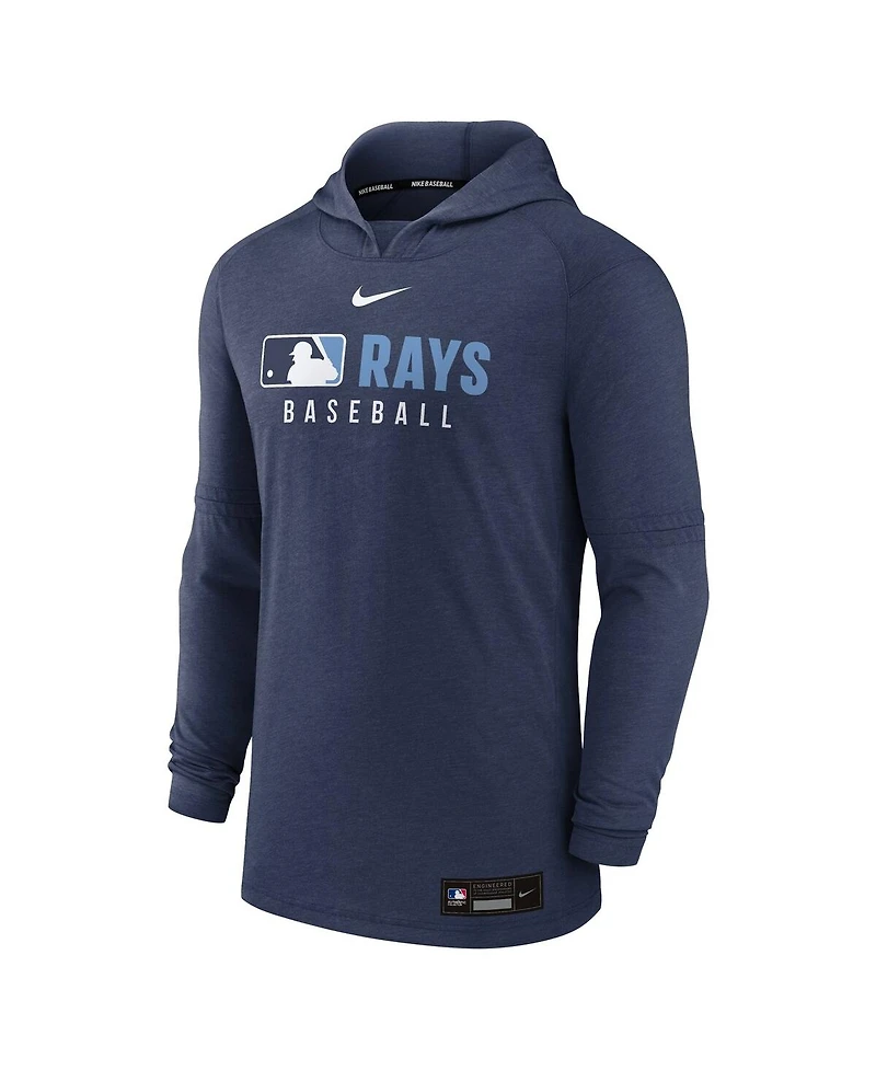 Nike Men's Heather Navy Tampa Bay Rays Authentic Collection Tri-Blend Performance Pullover Hoodie