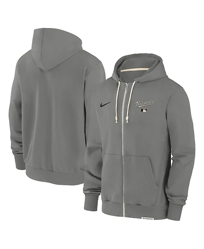 Nike Men's Charcoal Washington Nationals Authentic Collection Travel Performance Full-Zip Hoodie