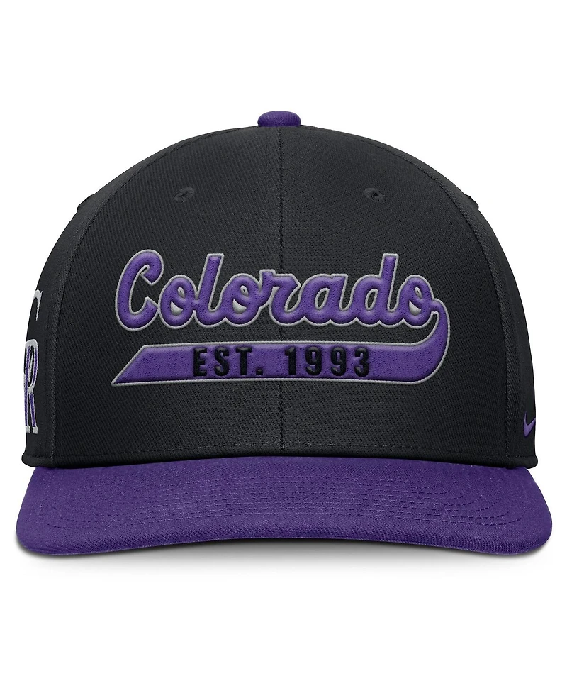 Nike Men's Black/Purple Colorado Rockies Pro Performance Snapback Hat