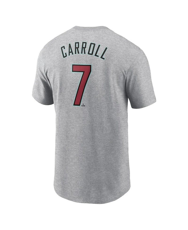 Nike Men's Corbin Carroll Heather Gray Arizona Diamondbacks Fuse Name Number T-Shirt