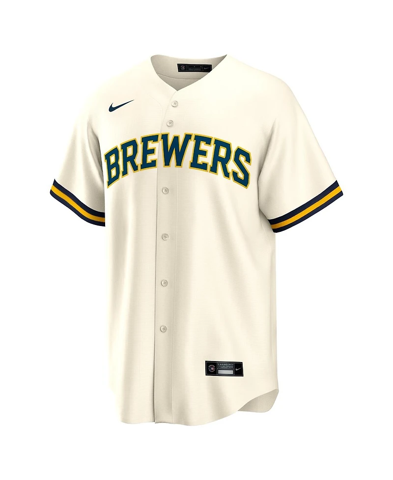 Nike Men's Brice Turang Cream Milwaukee Brewers Home Replica Jersey