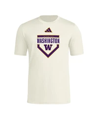 Adidas Men's Cream Washington Huskies Home Plate Pre-Game T-Shirt