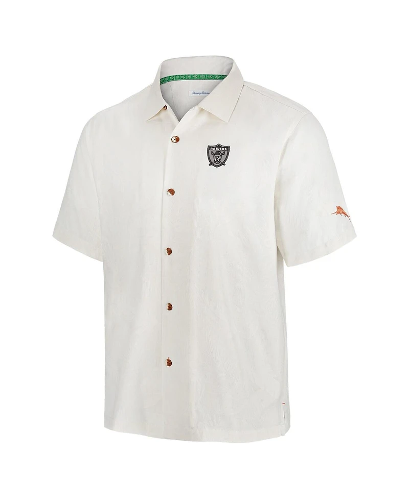 Tommy Bahama Men's White Las Vegas Raiders Coconut Matchup Camp Throwback Button-Up Shirt