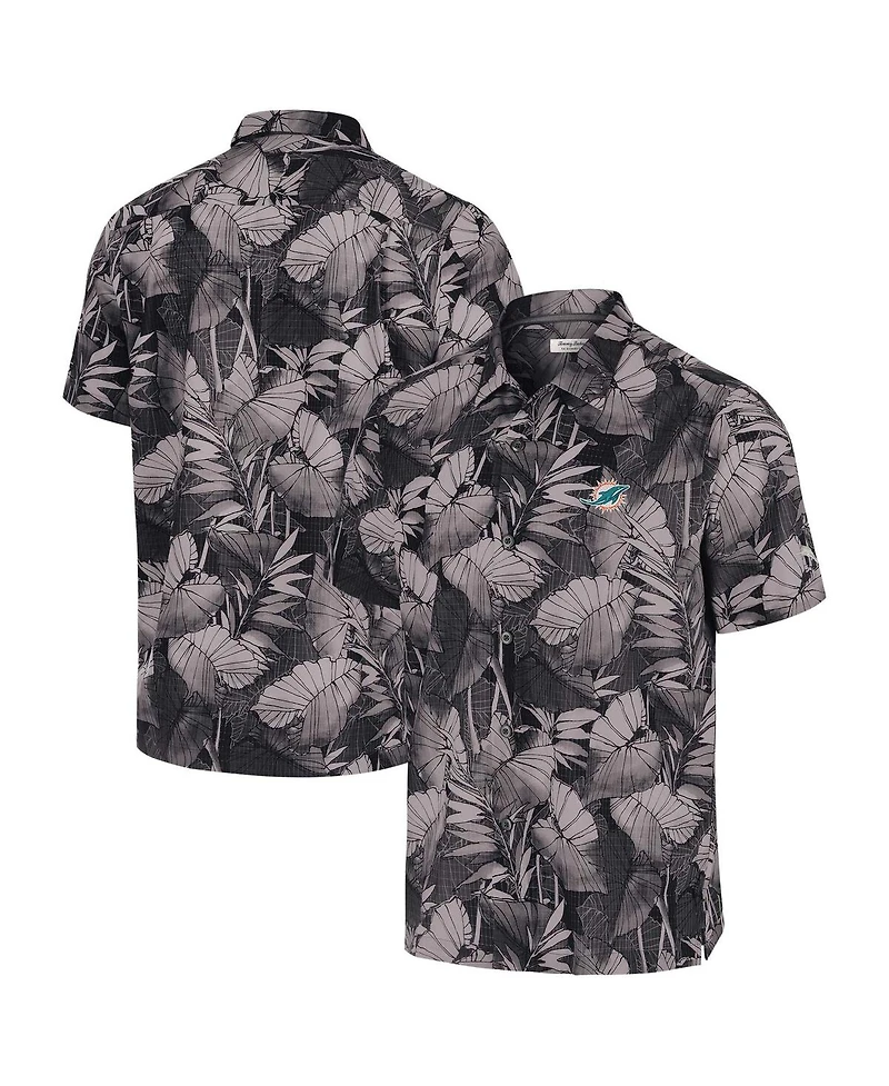 Tommy Bahama Men's Black Miami Dolphins Coast Nuevo Fronds Camp Button-Up Shirt