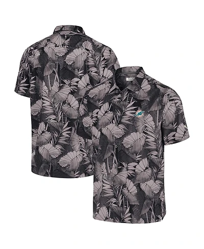 Tommy Bahama Men's Black Miami Dolphins Coast Nuevo Fronds Camp Button-Up Shirt