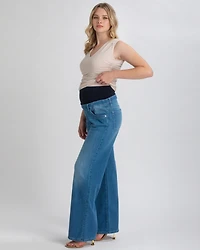 Pietro Brunelli Maternity High-Waist Elastic Band Wide-Leg Jeans