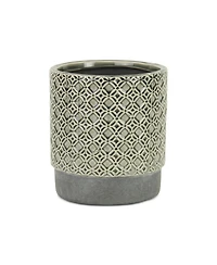 Round Geometric Ceramic Planter – Stylish Pot for Indoor & Outdoor Plants