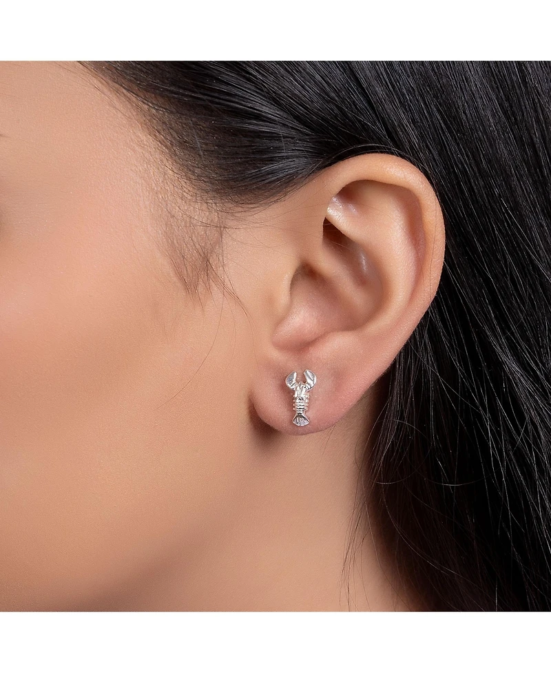 Bling Jewelry Petite Tiny Delicate Nautical Tropical Beach Vacation Lovers Be My Lobster Stud Earrings .925 Sterling Silver