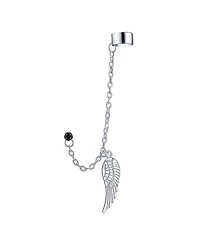 Bling Jewelry Trendy Pink Purple Black Guardian Angel Wing Feather Cartilage Ear Lobe Helix Warp Chain Ear Cuff Earring Crystal Stud Stainless Steel