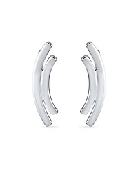 Bling Jewelry Minimalist Geometric Double Curved Bar Stud Earrings .925 Sterling Silver