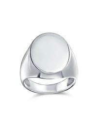 Bling Jewelry Large Basic Simple .925 Sterling Silver Oval Signet Ring Shiny Finish