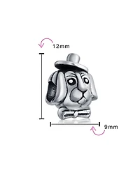 Bling Jewelry Bff Animal Puppy Top Hat Dog Bead Charm Oxidized .925 Sterling Silver