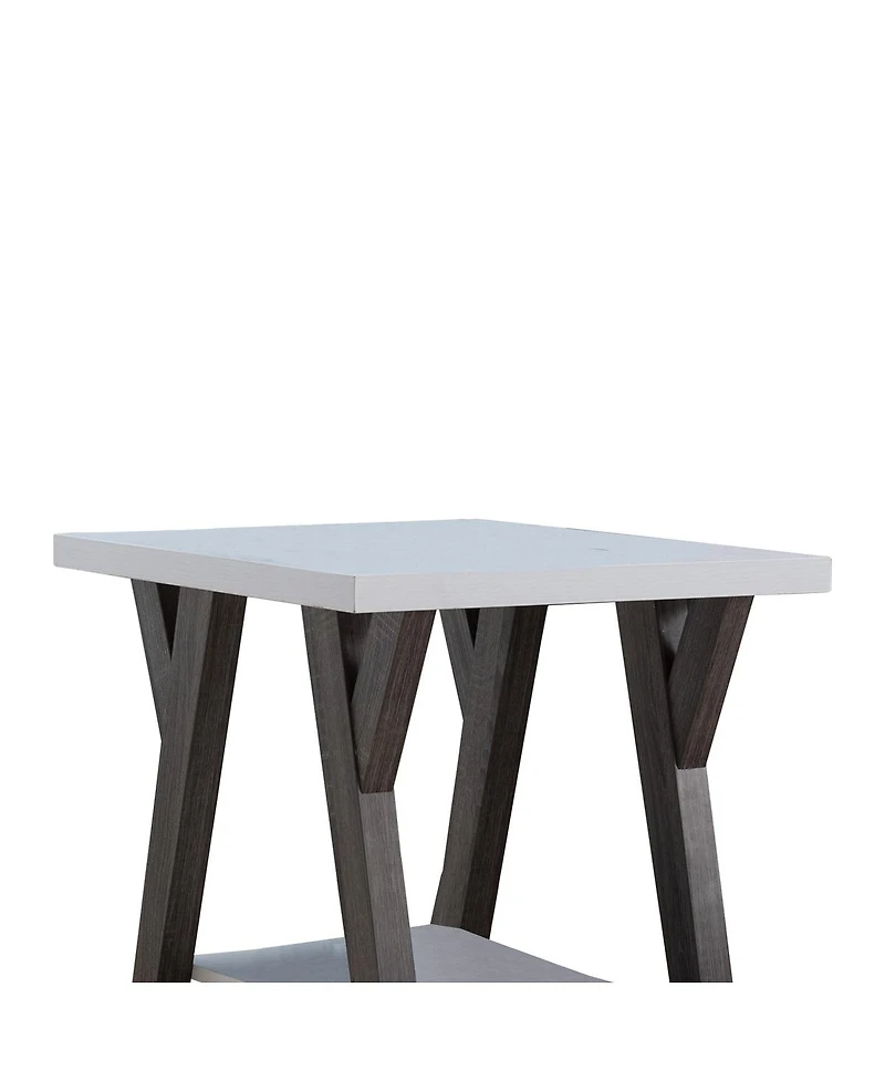 Two-Tone End Table with Bottom Shelf for Stylish and Functional Storage