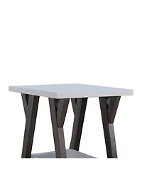 Two-Tone End Table with Bottom Shelf for Stylish and Functional Storage