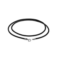 Bling Jewelry Black Leather Cord Necklace Silver Plated Clasp