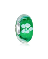 Bling Jewelry Translucent Floral Glass Charm Bead for European Bracelets with Silver Core