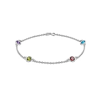 Bling Jewelry Elegant Delicate Multi Color Cubic Zirconia Cz By The Yard Anklet Chain Link Ankle Bracelet .925 Sterling Silver 9 Inch