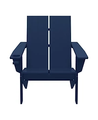 Outdoor Hdpe Modern Adirondack Chair with Cup Holder (Set of 4)