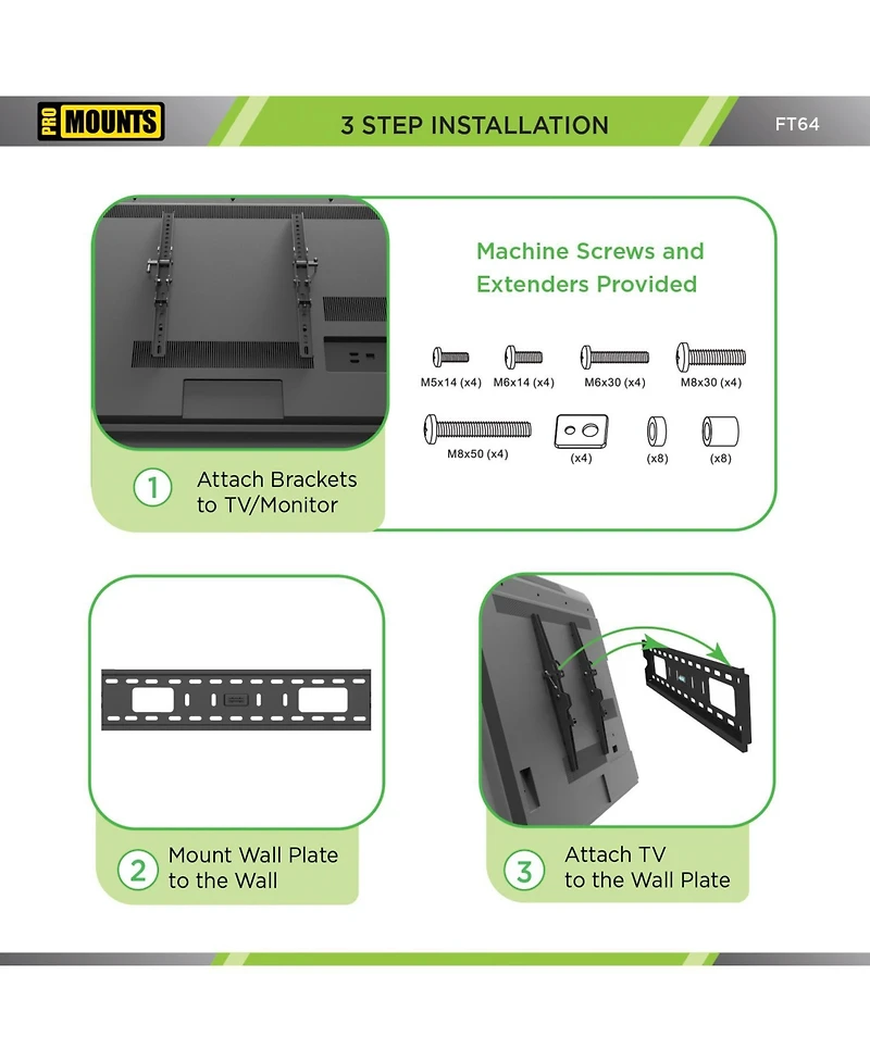 ProMounts Tilt Tv Wall Mount for TVs 42"