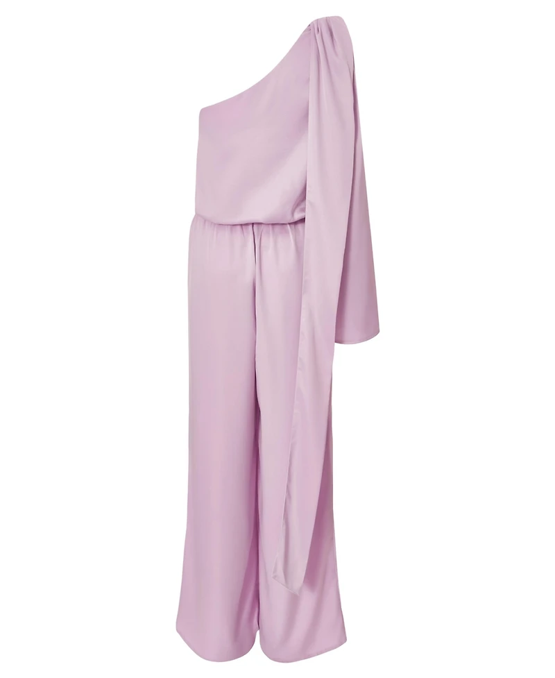 Quiz Women's One Sleeved Satin Jumpsuit With Scarf Detail