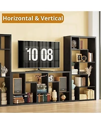 Geometric Bookcase 6-Shelf Industrial Bookshelf Black Etagere Bookcase