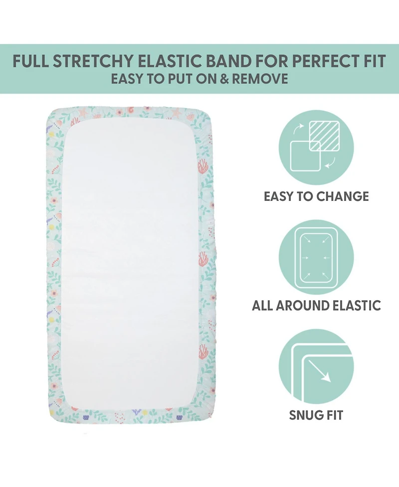 The Peanutshell Ocean Girl Microfiber 4 Pack Crib Sheets