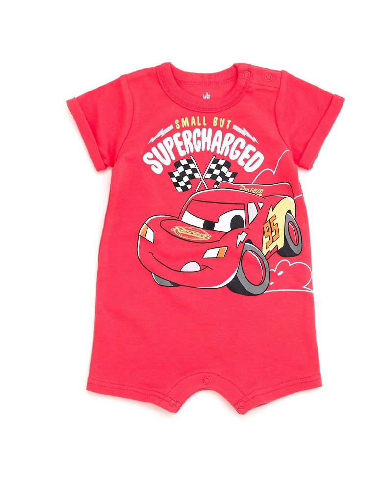 Cars Baby Boys Lightning McQueen Romper and Bucket Sun Hat Outfit Set