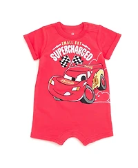 Cars Baby Boys Lightning McQueen Romper and Bucket Sun Hat Outfit Set