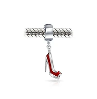 Bling Jewelry Designer Stiletto Pump Red High Heel Dangle Charm Bead European Bracelet