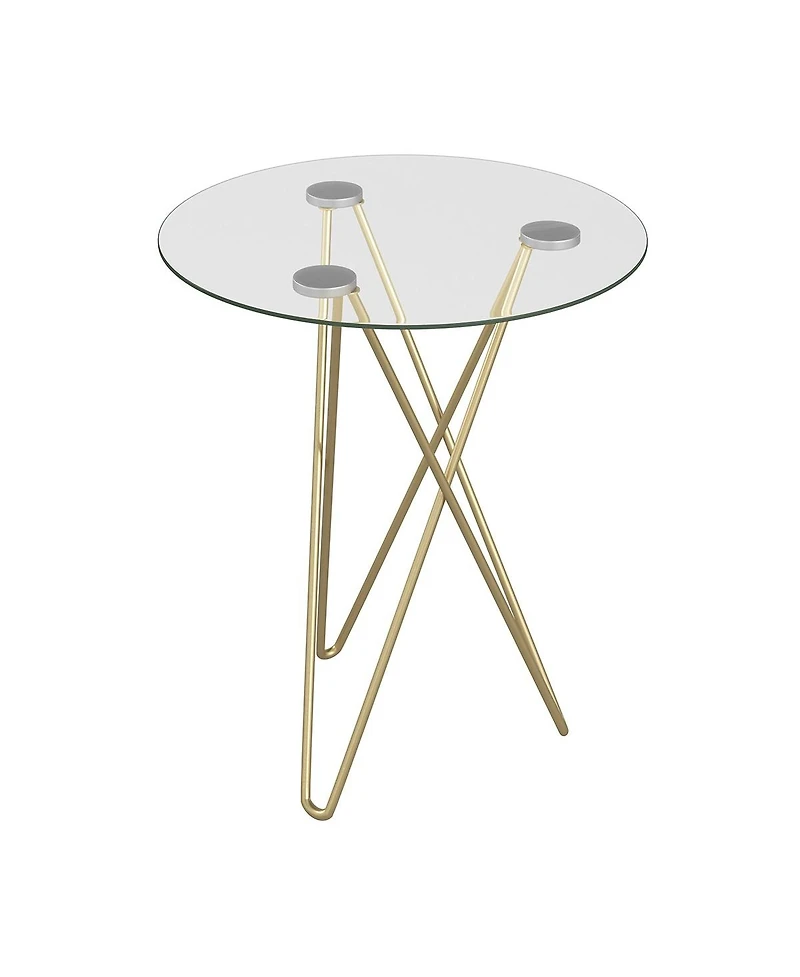 Geometric Clear Glass and Gold Round Table