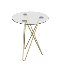 Geometric Clear Glass and Gold Round Table