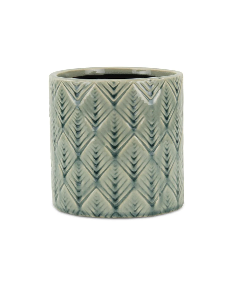 Ceramic Round Planter with Geometric Pattern – Versatile Pot for Garden & Home