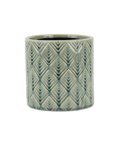 Ceramic Round Planter with Geometric Pattern – Versatile Pot for Garden & Home